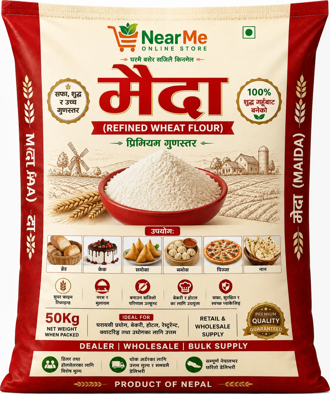 50 KG Maida (Refined Wheat Flour) Dealer & Wholesaler in Nepal | Premium Maida | Bulk Supply | Buy Maida Online