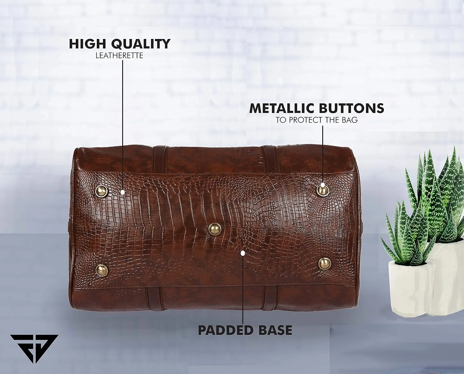 Fur Jaden Brown Textured Leatherette Stylish & Spacious Weekender Duffle Bag for Travel for Men and Women image 4