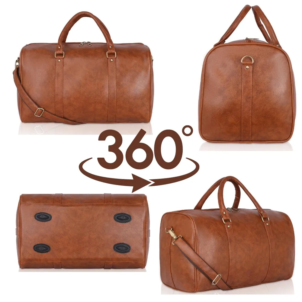 Buy ZAINTO Unisex Duffel Bag for Travelling in Flight Latest Travel Faux Leather Duffle Bags for Men and Women (Tan) at nearme.com.np image 2