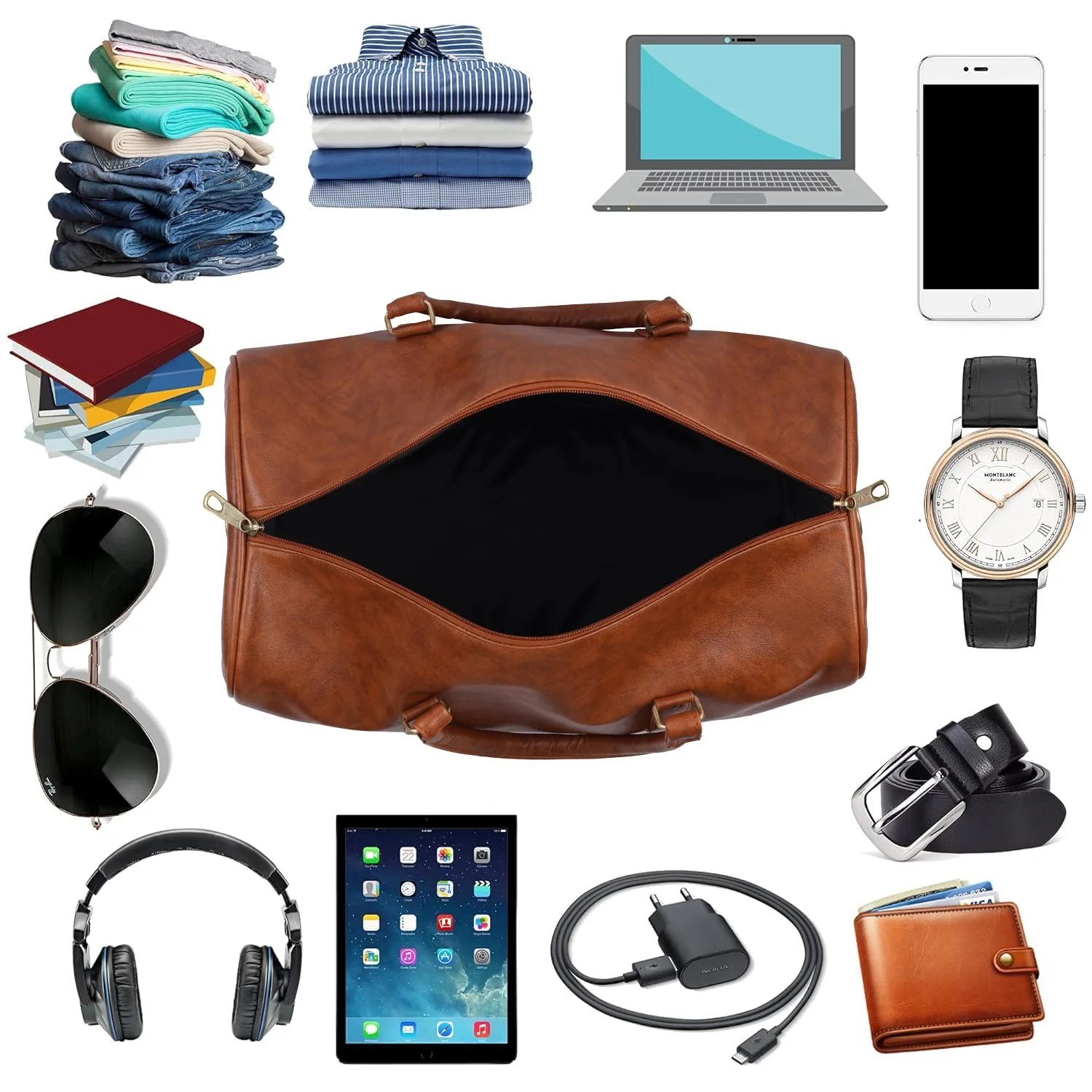 Buy ZAINTO Unisex Duffel Bag for Travelling in Flight Latest Travel Faux Leather Duffle Bags for Men and Women (Tan) at nearme.com.np image 4