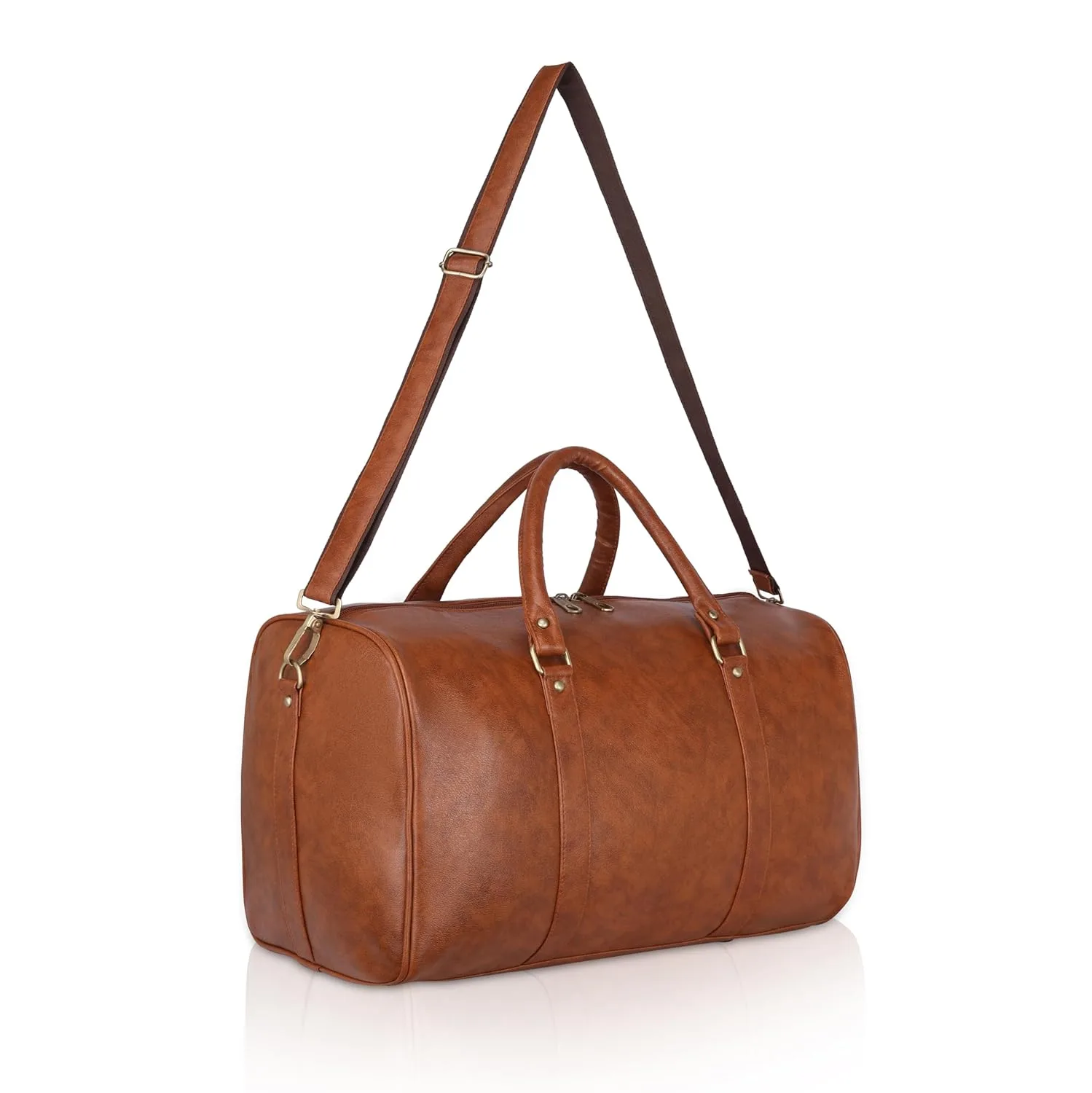 Buy ZAINTO Unisex Duffel Bag for Travelling in Flight Latest Travel Faux Leather Duffle Bags for Men and Women (Tan) at nearme.com.np image 5