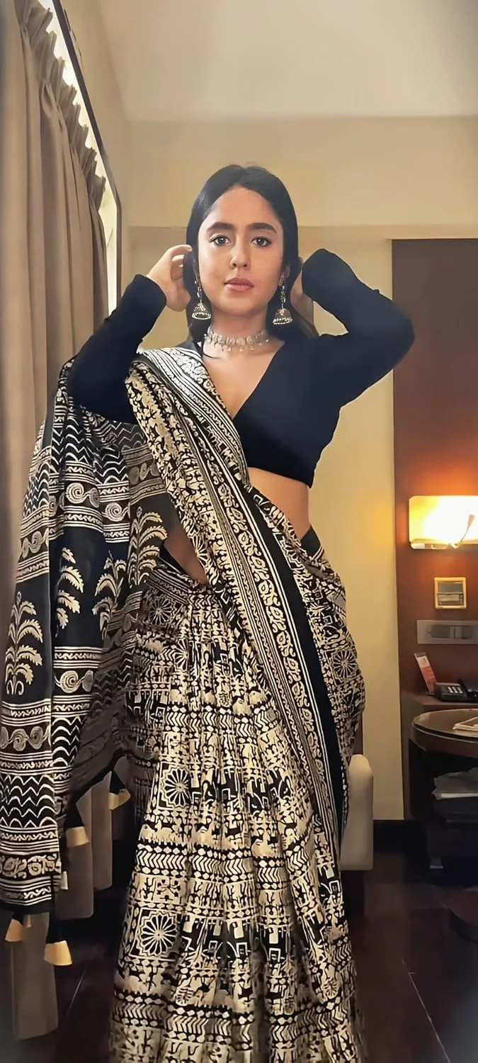 Women's Art Silk Printed Kalamkari Saree With Blouse Piece image 4