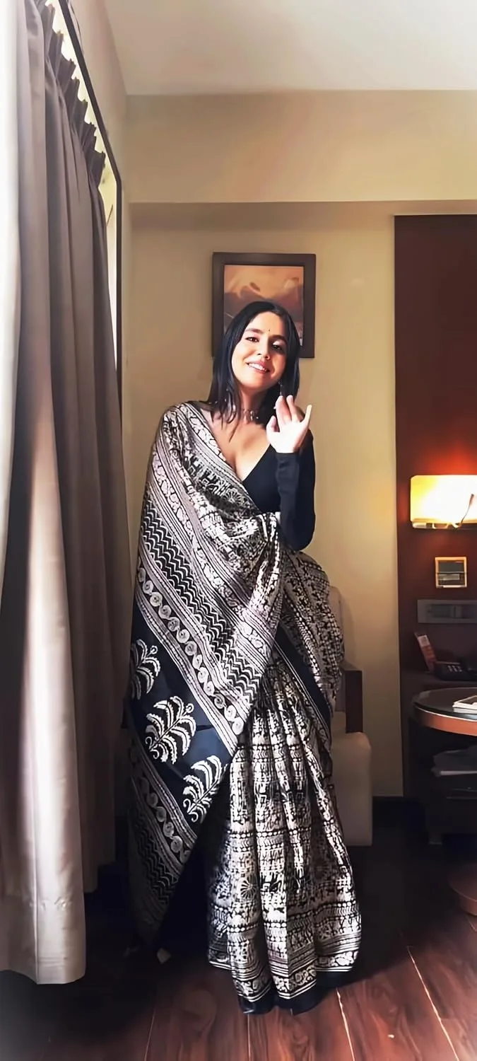 Women's Art Silk Printed Kalamkari Saree With Blouse Piece image 6