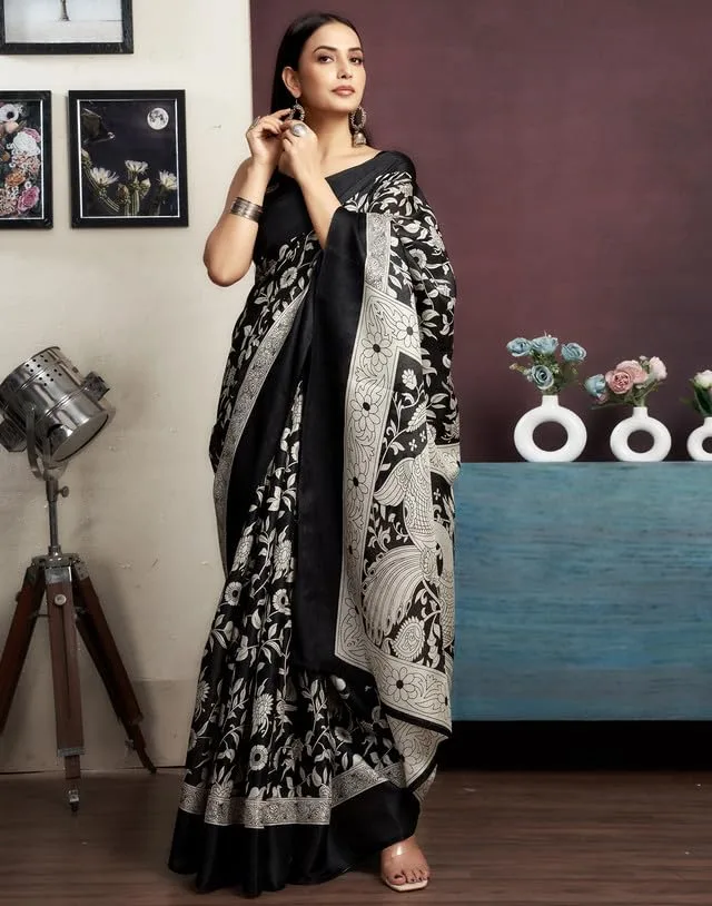 Women's Cotton Saree With Unstitched Blouse image 2