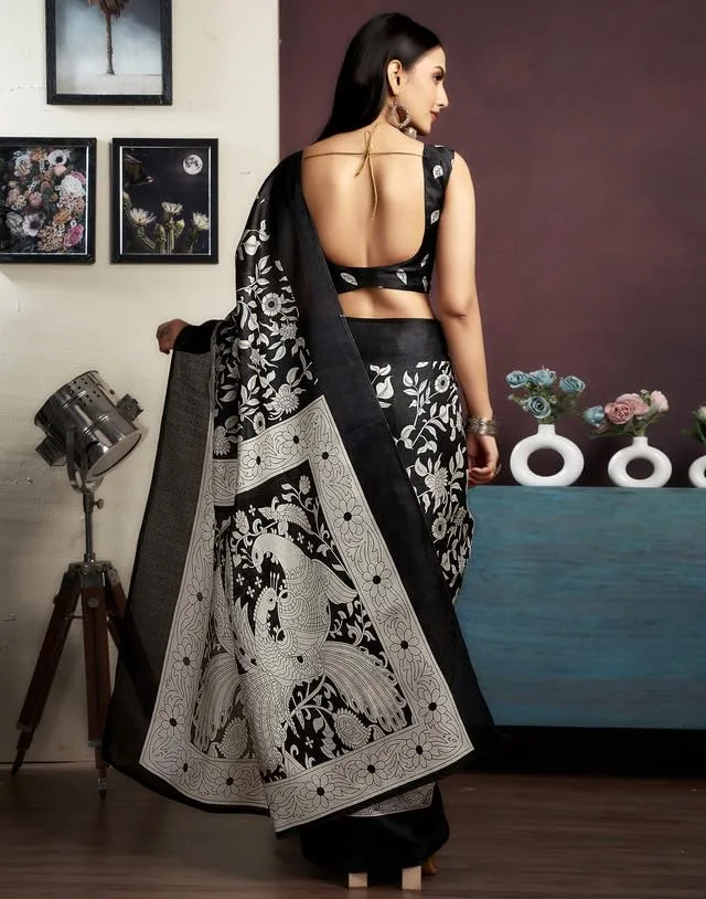 Women's Cotton Saree With Unstitched Blouse image 4