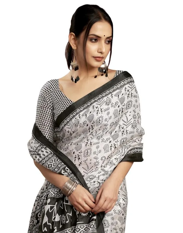 Women's Cotton Saree With Unstitched Blouse image 7