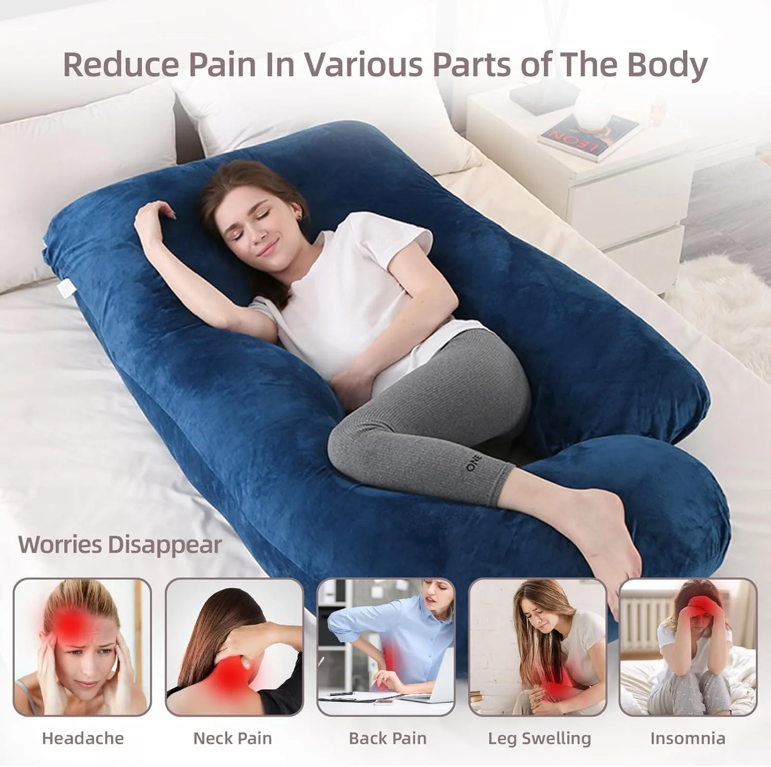 U-Shape Full Body Pregnancy Pillows, Maternity Pillow for Sleeping Support for Pregnant Woman image 4