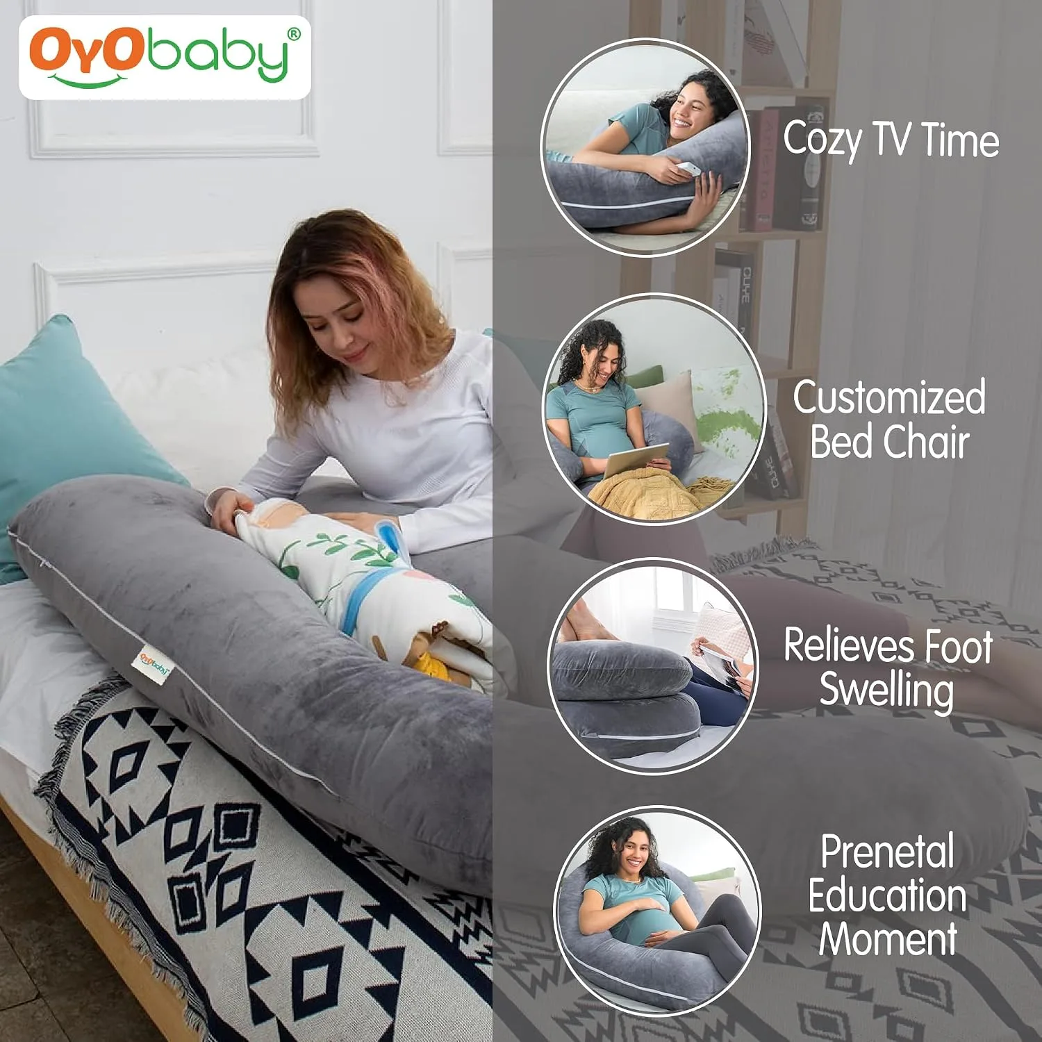 J-Shape Pregnancy Pillow Full Body Maternity Support image 2