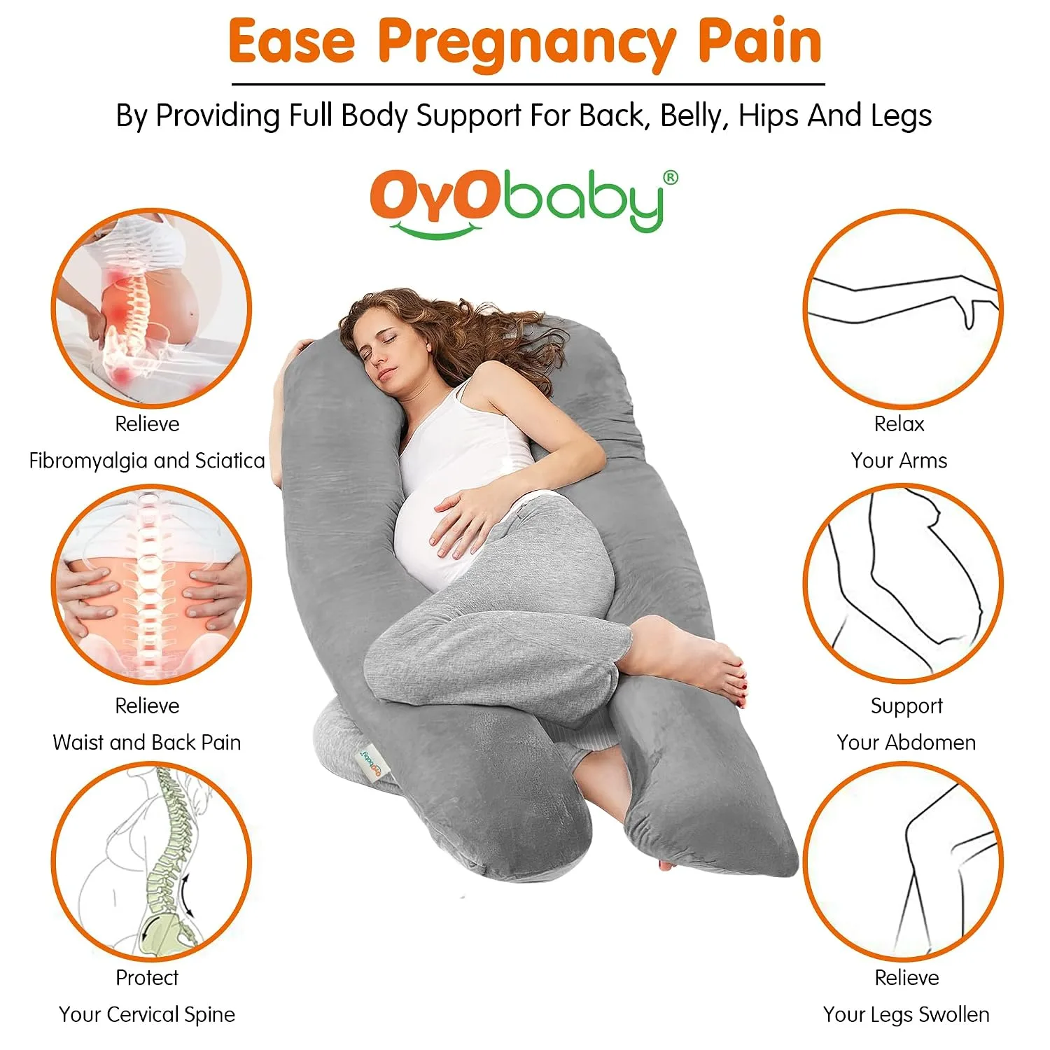 J-Shape Pregnancy Pillow Full Body Maternity Support image 3