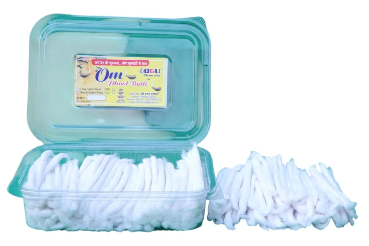 1500 Pcs. Long Cotton Wicks Box Pack for Pooja Aarti Navratri