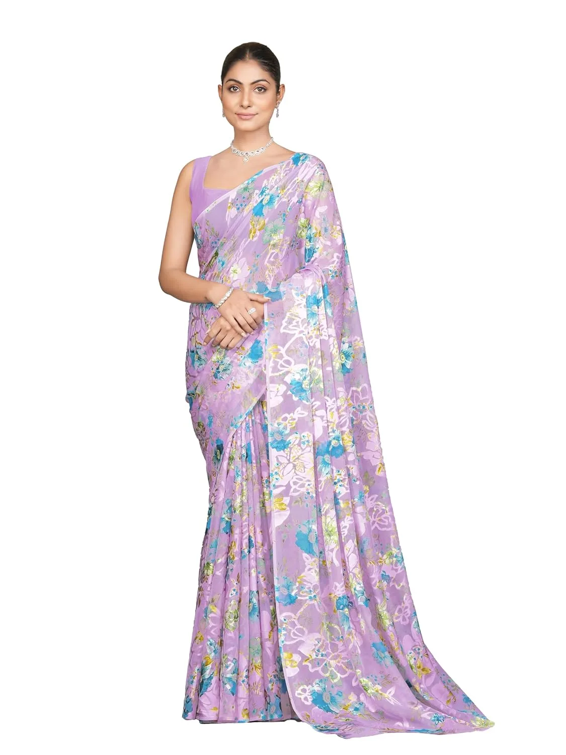Garden Vareli Georgette Brasso Floral Printed Saree buy at nearme.com.np