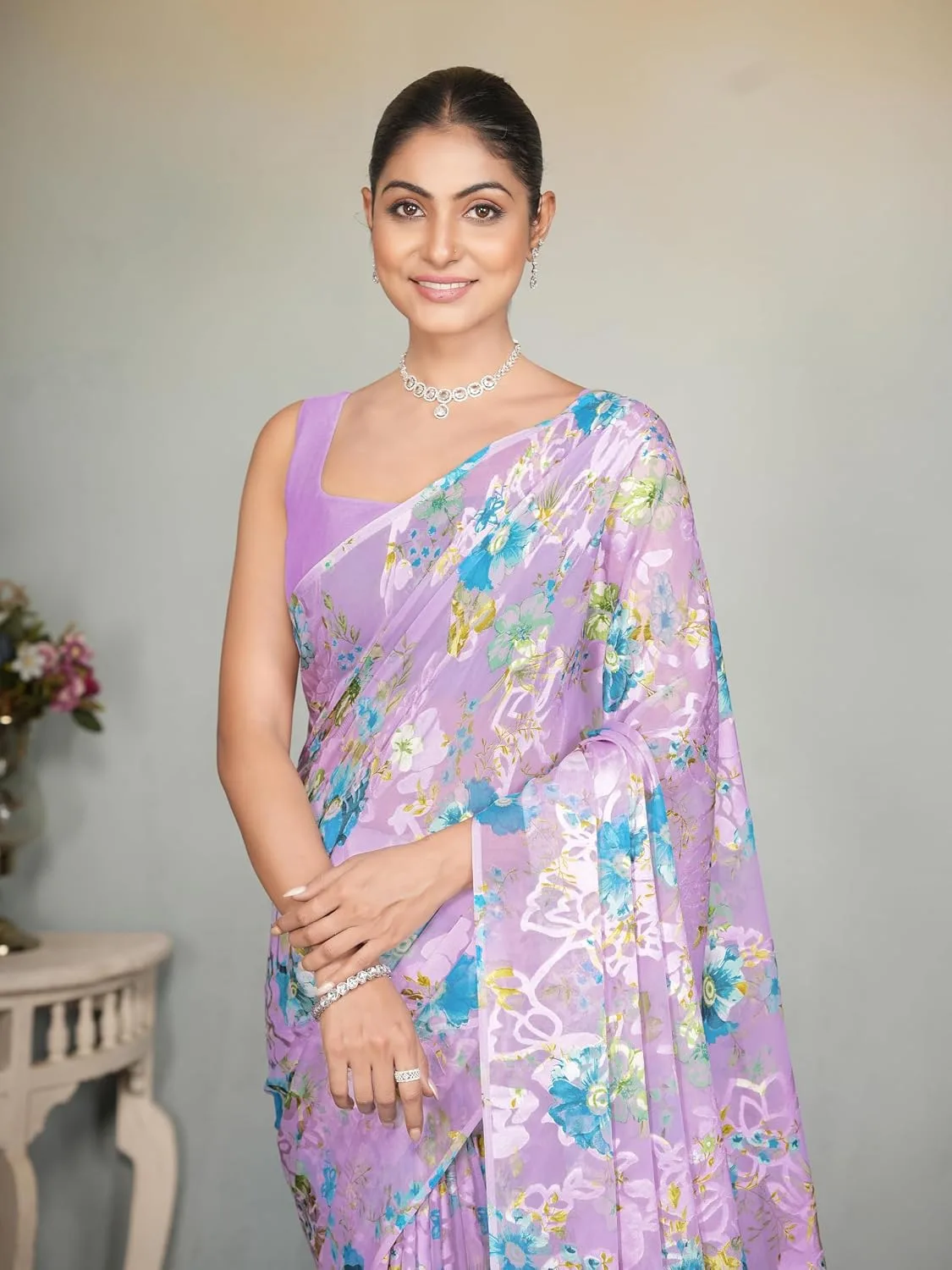 Garden Vareli Georgette Brasso Floral Printed Saree buy at nearme.com.np image 3