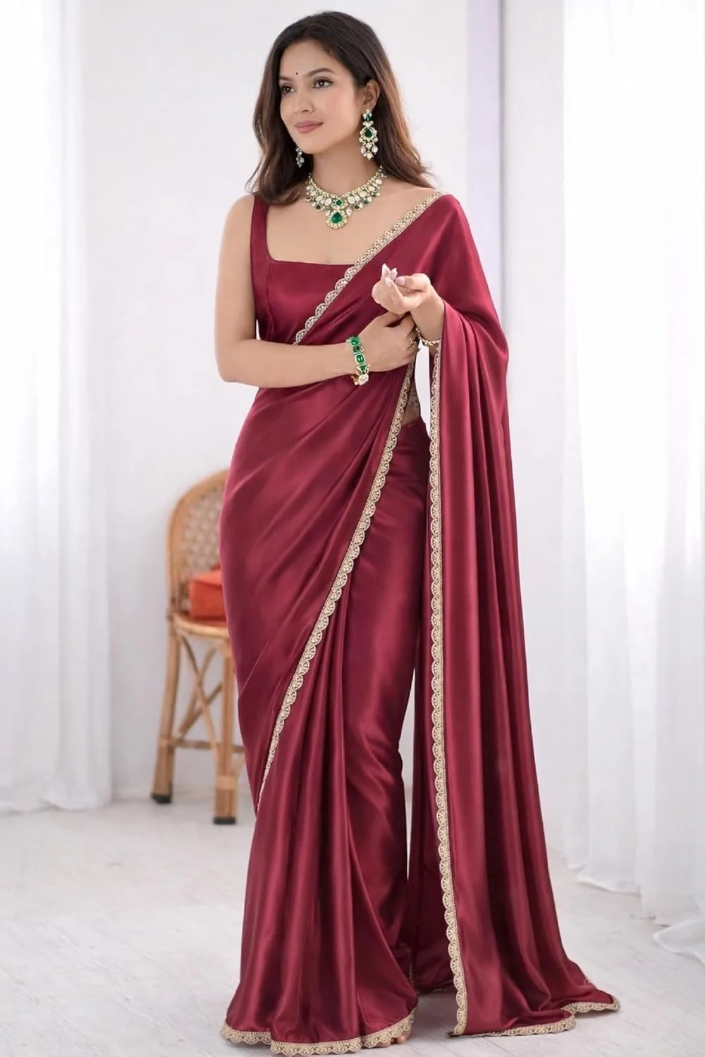 Ready To Wear Saree For Women Satin Silk Readymade buy Near Me image 2