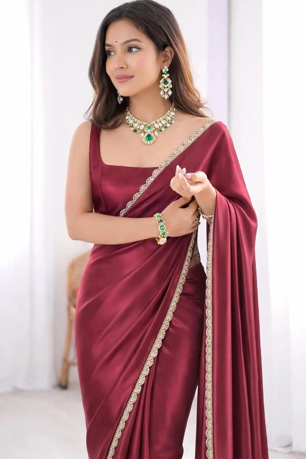Ready To Wear Saree For Women Satin Silk Readymade buy Near Me image 3