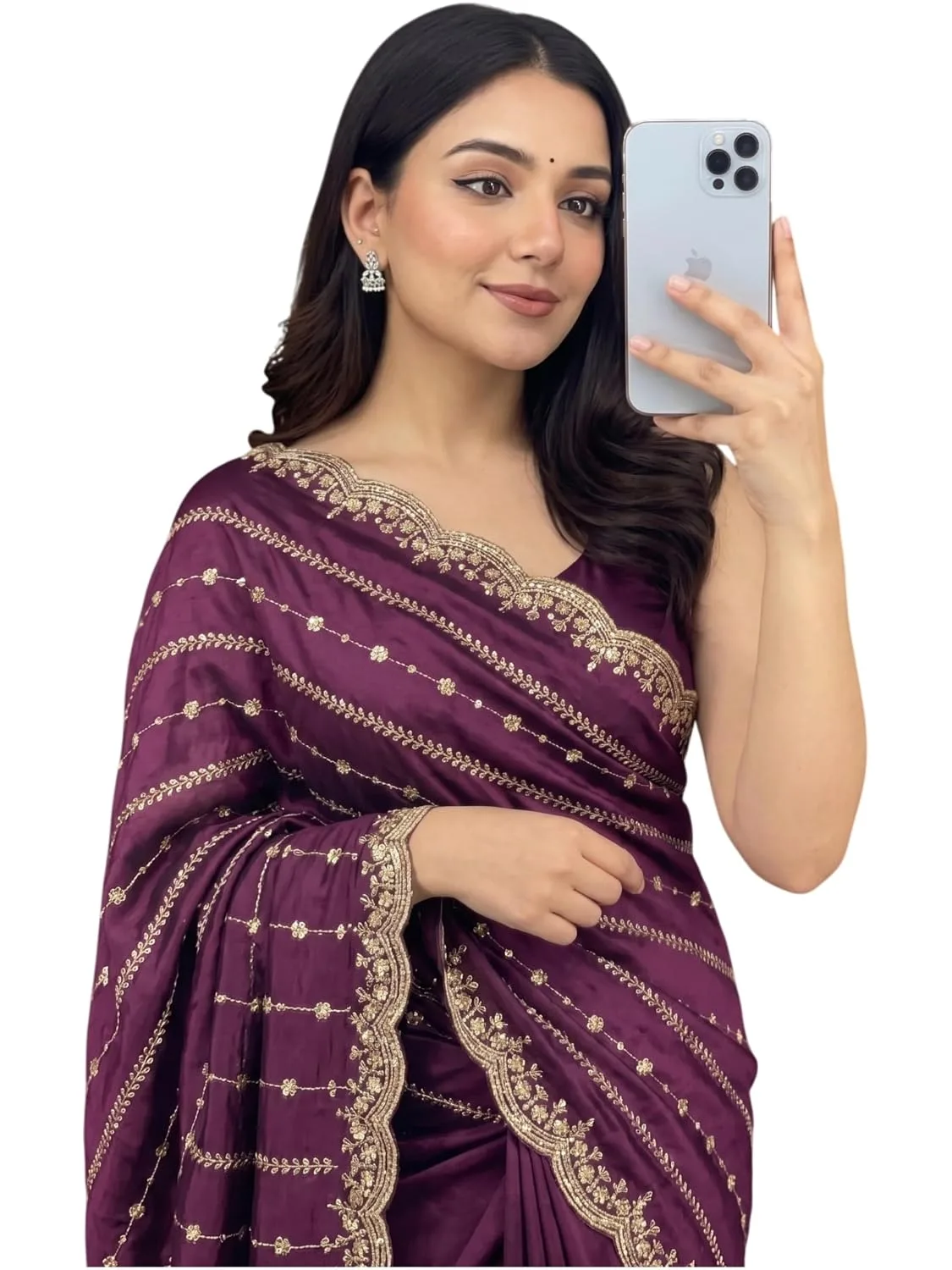Buy NIRLABH RADHA Women’s Embroidery Work Saree with Designer Border, Festive and Traditional Ethnic Saree with Detailed Thread Work and Elegant Drape Style (Green) at nearme.com.np image 7