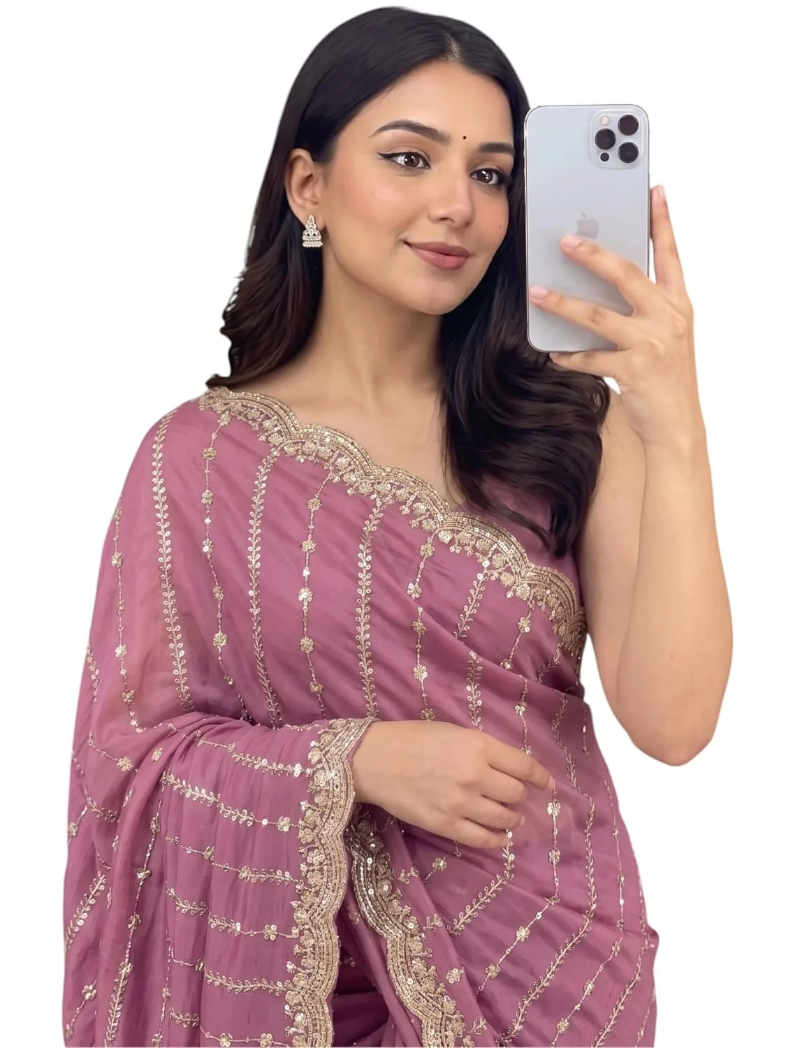 Buy NIRLABH RADHA Women’s Embroidery Work Saree with Designer Border, Festive and Traditional Ethnic Saree with Detailed Thread Work and Elegant Drape Style (Green) at nearme.com.np image 8
