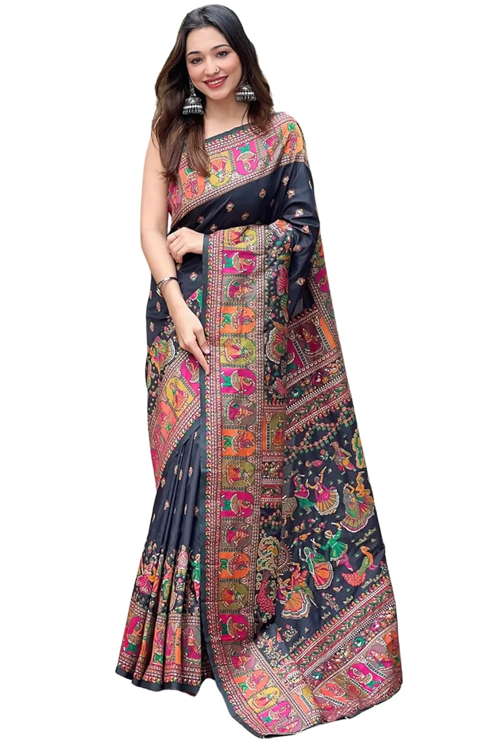 Women's Kanjivaram Pure Soft Silk Saree With Unstitched Blouse Piece at nearme.com.np