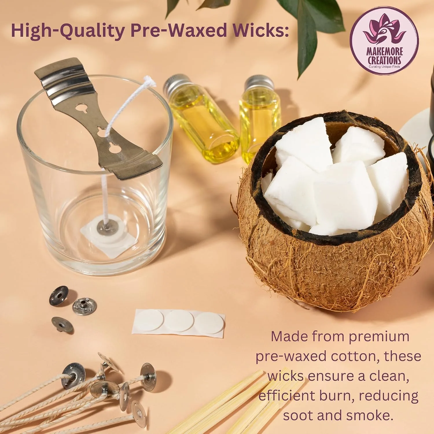 Candle Wicks Set – 150 Pcs 3/5/7 Inch Pre-Waxed Cotton Wicks with Metal Sustainers buy Near Me image 2