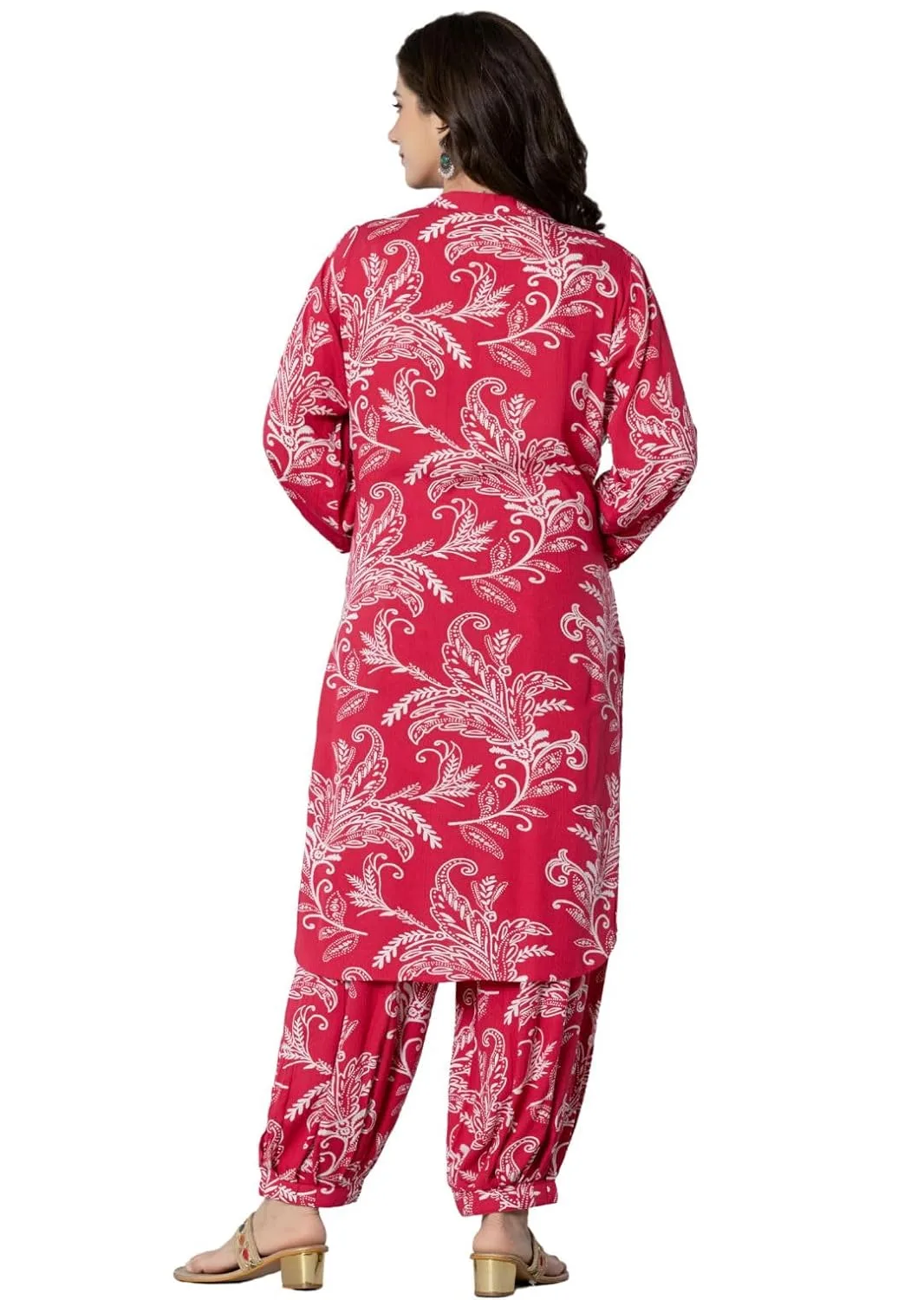 Buy rytras Women's Pure Cotton Printed Straight Kurta Set with Palazzo Pants - Ethnic Wear, Pink(RYT590-New,XXL) at nearme.com.np image 2
