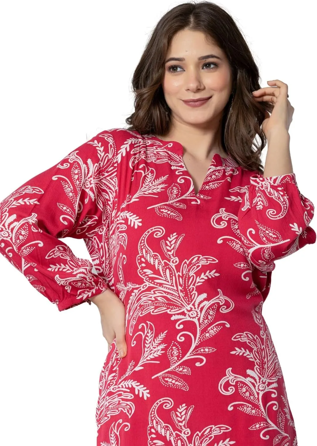 Buy rytras Women's Pure Cotton Printed Straight Kurta Set with Palazzo Pants - Ethnic Wear, Pink(RYT590-New,XXL) at nearme.com.np image 6