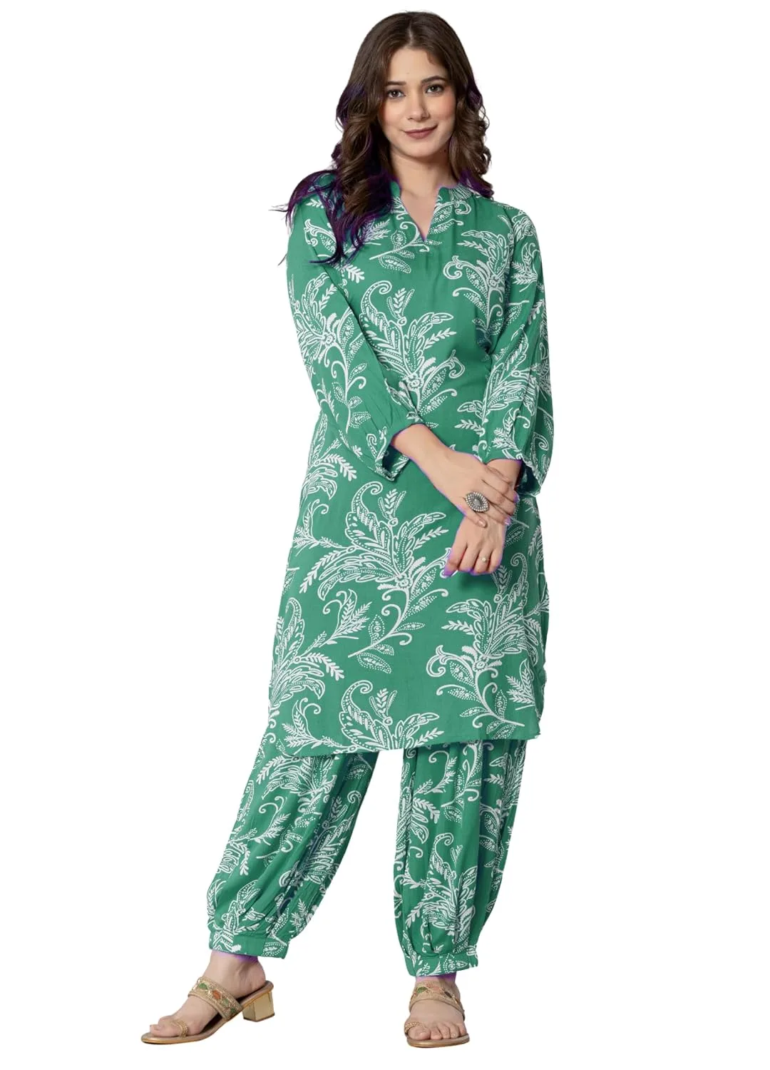 Buy rytras Women's Pure Cotton Printed Straight Kurta Set with Palazzo Pants - Ethnic Wear, Pink(RYT590-New,XXL) at nearme.com.np image 7