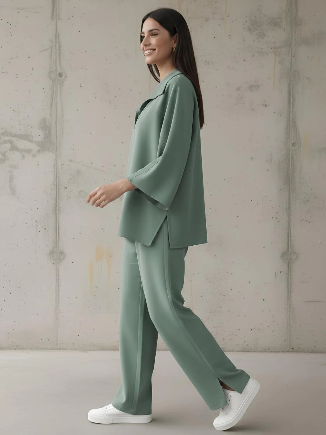 Buy GRECIILOOKS Co Ord Set for Women Stylish | Linen Cord Set for Women – Oversized Top and Wide Leg Pants Set for Woman's | Casual Travel Airport Outfit for Summer Co-ord Set | Dress for Woman at nearme.com.np image 3