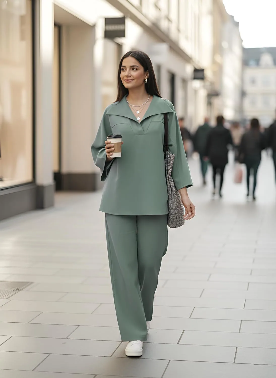 Buy GRECIILOOKS Co Ord Set for Women Stylish | Linen Cord Set for Women – Oversized Top and Wide Leg Pants Set for Woman's | Casual Travel Airport Outfit for Summer Co-ord Set | Dress for Woman at nearme.com.np image 6