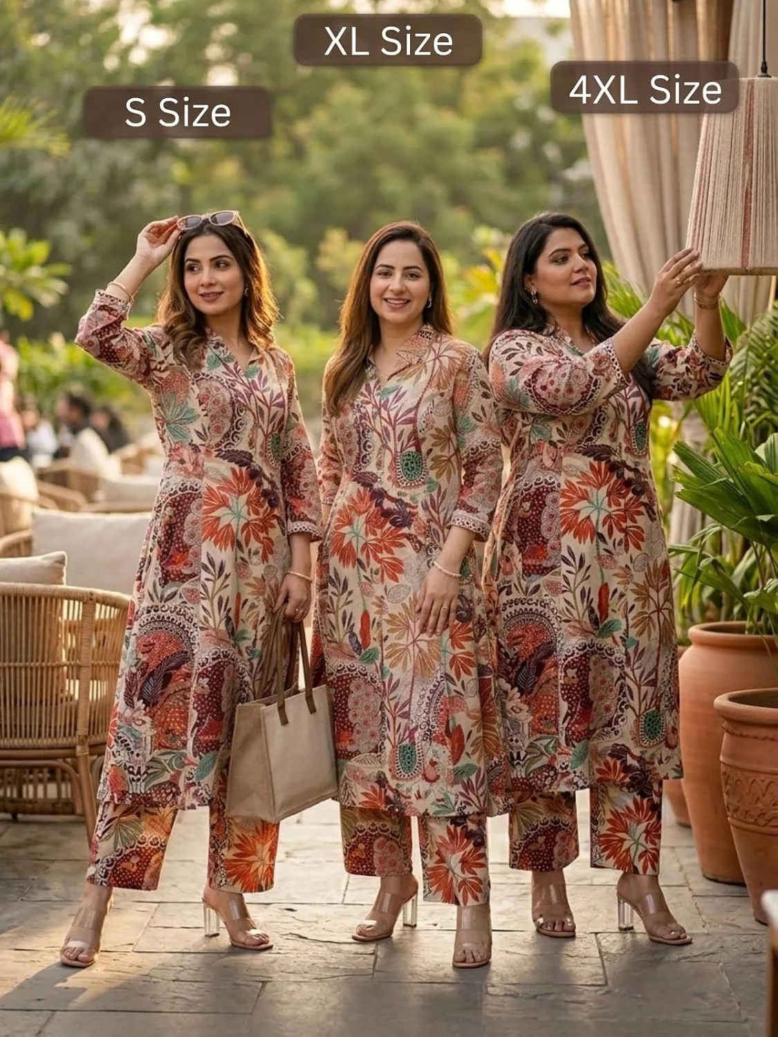 Buy GRECIILOOKS Women Cotton Blend Floral Standard Length Kurti Festive Regular Fit Kurta Set (GL-k2716&P138_Multicolour_XL) at nearme.com.np image 6