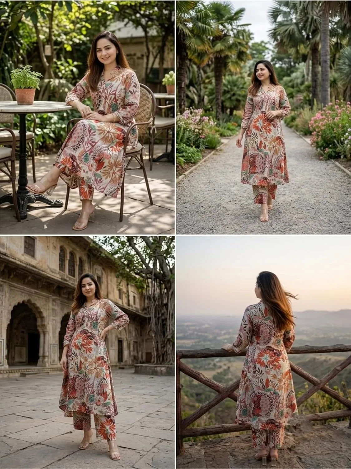 Buy GRECIILOOKS Women Cotton Blend Floral Standard Length Kurti Festive Regular Fit Kurta Set (GL-k2716&P138_Multicolour_XL) at nearme.com.np image 7