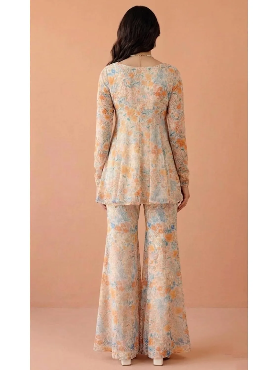 Buy GRECIILOOKS Women Printed Kurti Set with Sharara Pants | Ethnic Kurta Set for Women | Party Outfit Traditional Dress for Woman | Flared Palazzo Kurta Set at nearme.com.np image 2