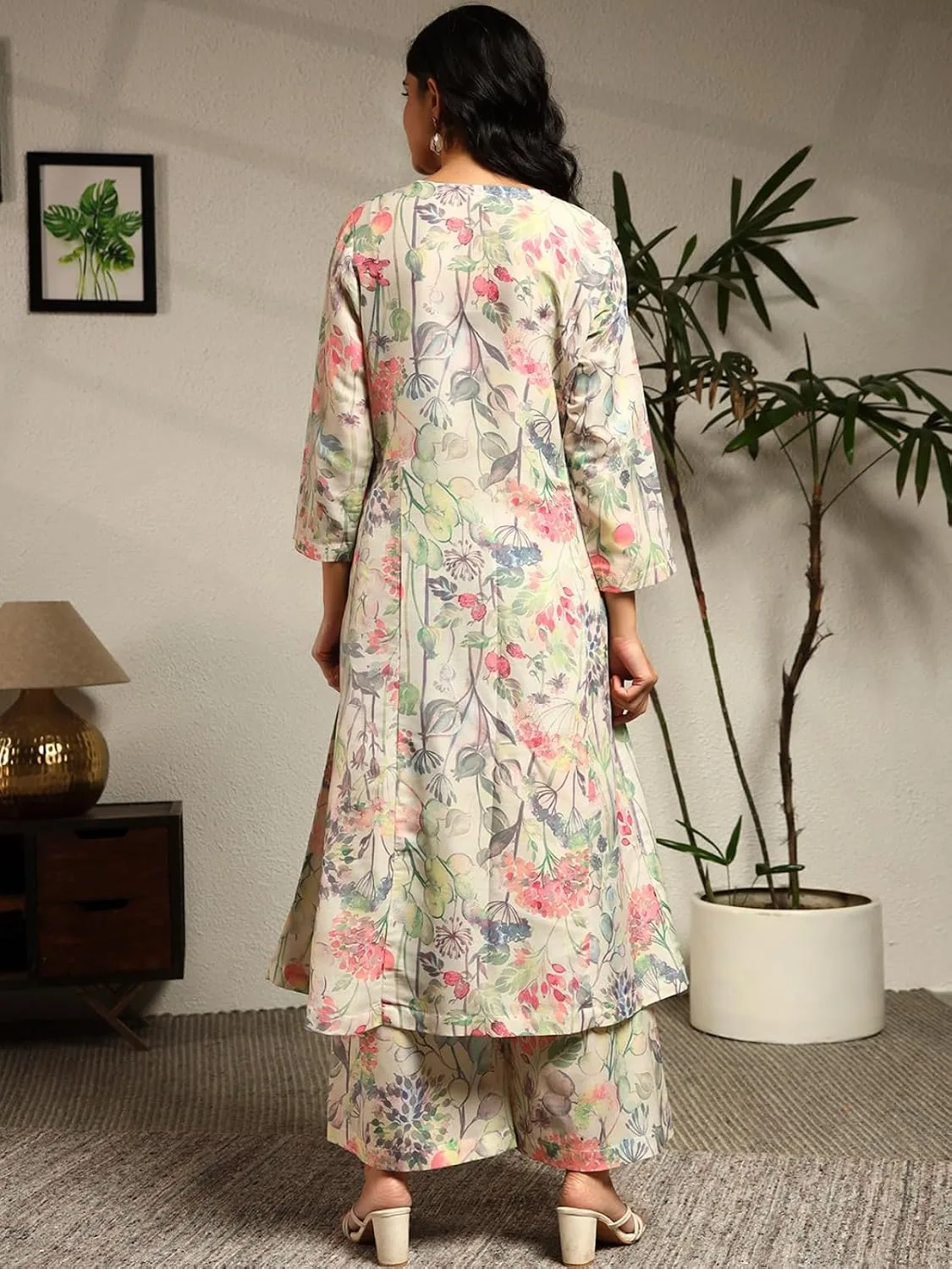 Rayon A-Line Printed Kurta with Palazzo for Women Ethnic Co-ord Set at nearme.com.np image 2