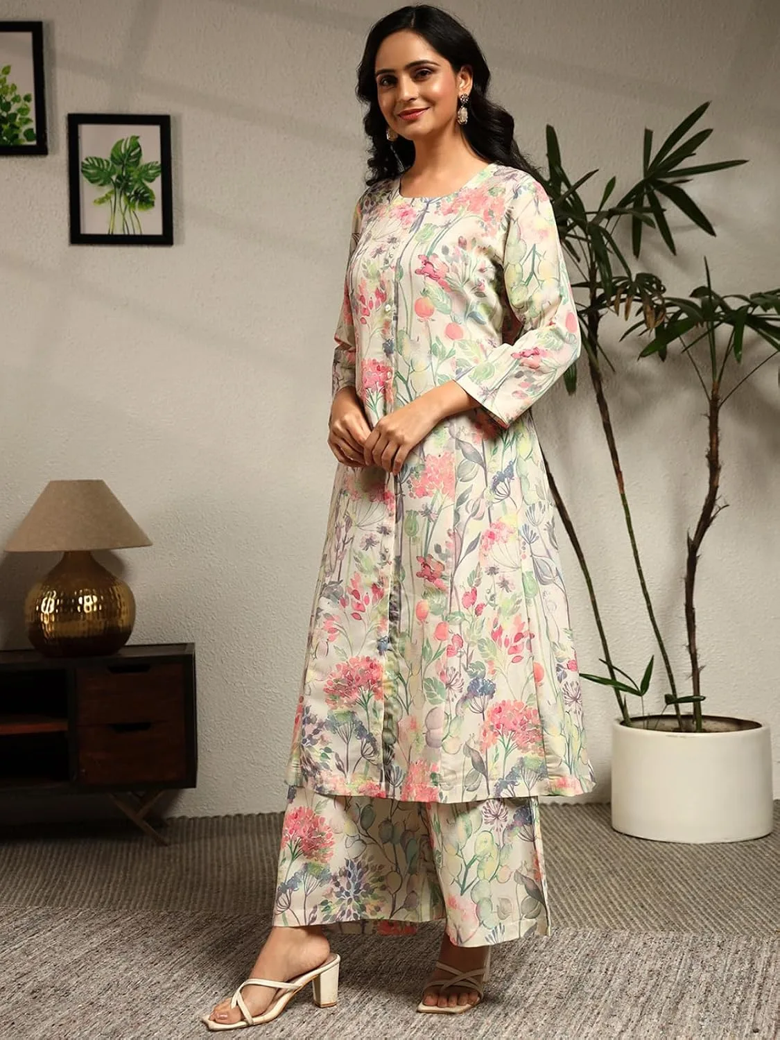 Rayon A-Line Printed Kurta with Palazzo for Women Ethnic Co-ord Set at nearme.com.np image 7