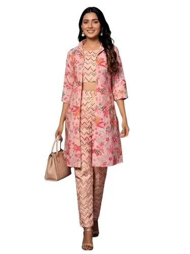 Rayon A-Line Printed Kurta with Palazzo for Women Ethnic Co-ord Set at nearme.com.np image 10 — PINK