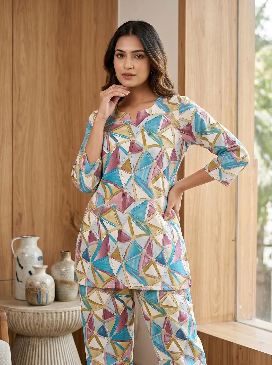 Womens Delta Poly Top Pant Coord | Casual Western Two Piece Matching Outfit buy at Near Me Online image 4