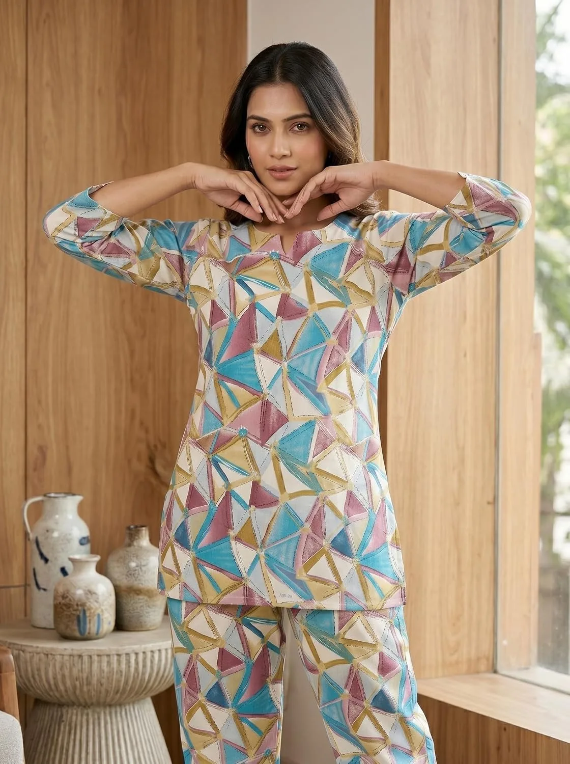 Womens Delta Poly Top Pant Coord | Casual Western Two Piece Matching Outfit buy at Near Me Online image 8