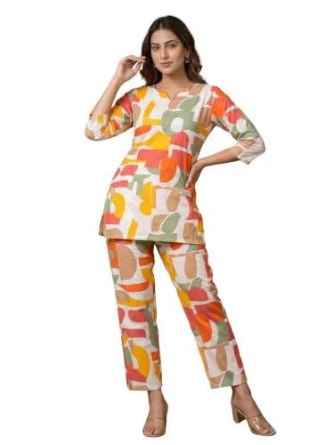 Womens Delta Poly Top Pant Coord | Casual Western Two Piece Matching Outfit buy at Near Me Online image 10 — Citrus Abstract