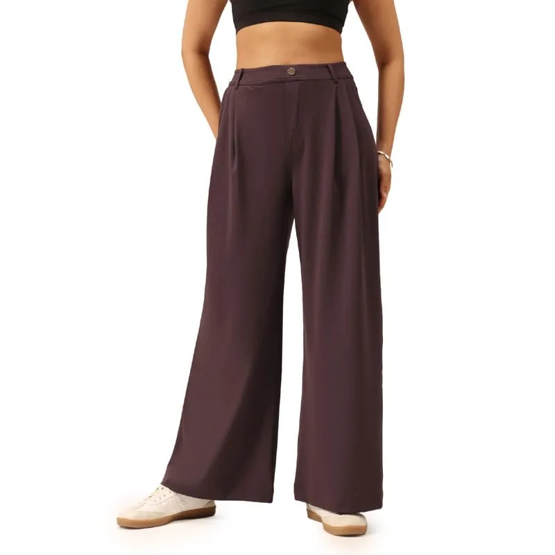 Buy BlissClub Womens Cloud Korean Pants, High-Rise fit, Wide-Leg Silhouette, Soft-Handfeel, All-Day Comfort, Citywear at nearme.com.np image 8 — Barkha Brown Ash