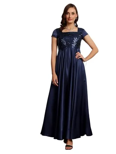 Women's Round Neck Short Sleeve Floral Layered Midi Dress at Near Me Nepal Online Store image 11 — Chokeberry Blue