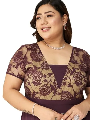 Buy Miss Chase A+ Women's V-Neck 3/4 Sleeve Self-Designed Wrap-Styled Maxi Dress (APSS21D14-67-926-08, Rebel Blue, 3XL) at nearme.com.np — Classic Mauve