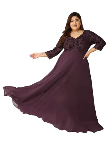 Buy Miss Chase A+ Women's V-Neck 3/4 Sleeve Self-Designed Wrap-Styled Maxi Dress (APSS21D14-67-926-08, Rebel Blue, 3XL) at nearme.com.np — Dusty Mauve