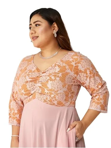 Buy Miss Chase A+ Women's V-Neck 3/4 Sleeve Self-Designed Wrap-Styled Maxi Dress (APSS21D14-67-926-08, Rebel Blue, 3XL) at nearme.com.np — Ancient Pink