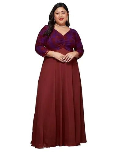 Buy Miss Chase A+ Women's V-Neck 3/4 Sleeve Self-Designed Wrap-Styled Maxi Dress (APSS21D14-67-926-08, Rebel Blue, 3XL) at nearme.com.np — Heritage Red