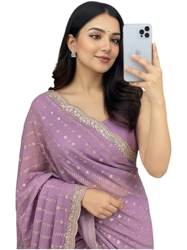Buy NIRLABH RADHA Women’s Embroidery Work Saree with Designer Border, Festive and Traditional Ethnic Saree with Detailed Thread Work and Elegant Drape Style (Green) at nearme.com.np — LAVENDAR