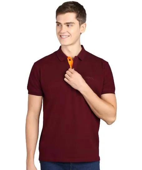 Buy Men's Cotton Blend Half Sleeve Polo Neck T-Shirt at nearme.com.np image 6 — Wine