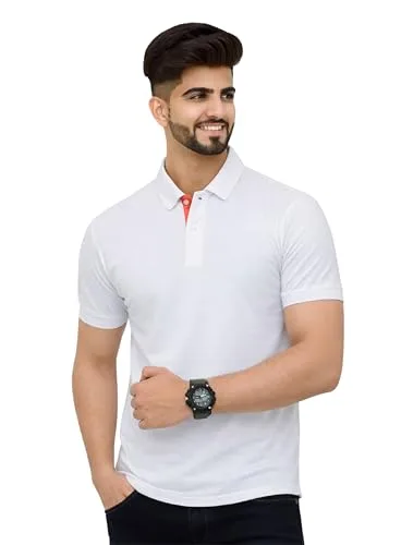 Buy Men's Cotton Blend Half Sleeve Polo Neck T-Shirt at nearme.com.np image 7 — White