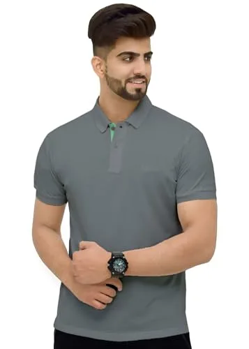 Buy Men's Cotton Blend Half Sleeve Polo Neck T-Shirt at nearme.com.np image 8 — Dark Grey