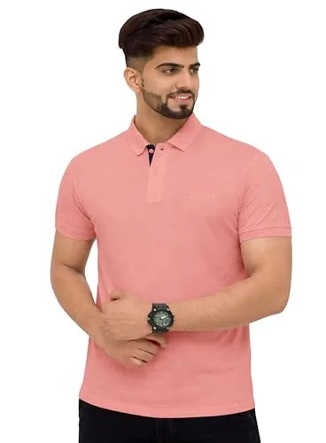 Buy Men's Cotton Blend Half Sleeve Polo Neck T-Shirt at nearme.com.np image 9 — Light Peach