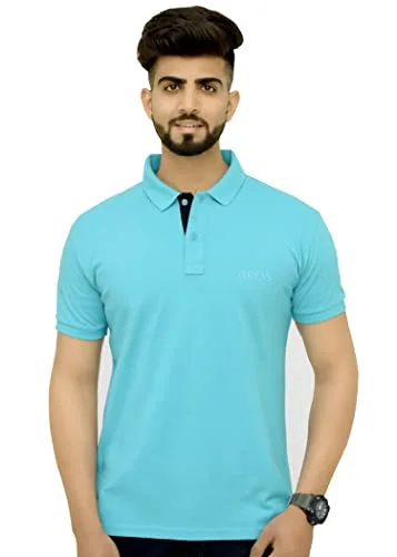 Buy Men's Cotton Blend Half Sleeve Polo Neck T-Shirt at nearme.com.np image 12 — Aqua