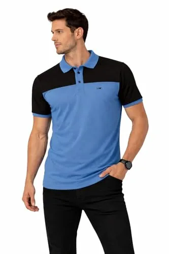Buy Men's Cotton Blend Half Sleeve Polo Neck T-Shirt at nearme.com.np image 13 — Black/Blue