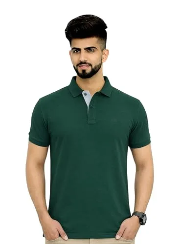 Buy Men's Cotton Blend Half Sleeve Polo Neck T-Shirt at nearme.com.np image 15 — Bottle Green